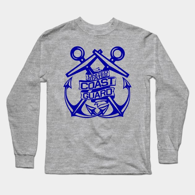 U.S. Coast Guard - Crossed Anchors in Blue Long Sleeve T-Shirt by CuteCoCustom